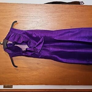 LulaKate Women's Silk Front Ruffled Purple Semi-formal Dress